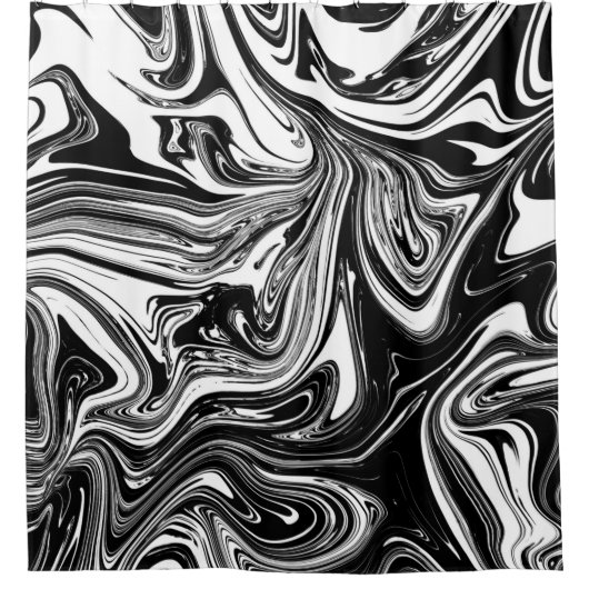 Schwarz-weißer Marmor Swirl Eleganter Stil Duschvorhang (Vorderseite)