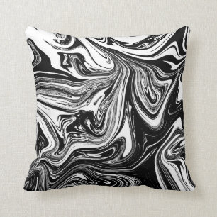 Schwarz-weißer Marmor Swirl Eleganter Stil Kissen