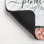 Schwarz-weißer Marmor und Glitzer Mousepad (Ecke)