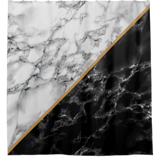 Schwarz-weißer Marmorduschvorhang - Modernes Desig Duschvorhang (Vorderseite)