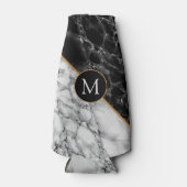 Schwarz-weißer Marmorklammer Cooler Briefflasche Flaschenkühler (Vorderseite)