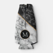 Schwarz-weißer Marmorklammer Cooler Briefflasche Flaschenkühler (Rückseite)