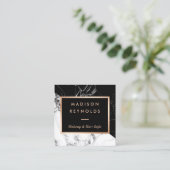 Schwarz-weißer Marmorsalon Rose Gold Schönheitssal Quadratische Visitenkarte (Stehend Vorderseite)