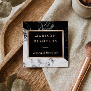Schwarz-weißer Marmorsalon Rose Gold Schönheitssal Quadratische Visitenkarte