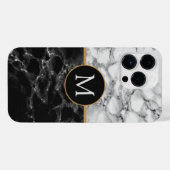Schwarz-weißer Marmorstein für Monogramm iPhone Hülle (Rückseite (Horizontal))