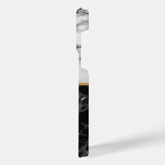 Schwarz-weißer Marmorstein für Monogramm iPhone Hülle (Linke Seite)