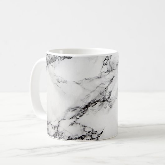 schwarz-weißer Marmorstein Kaffeetasse (Vorderseite Links)