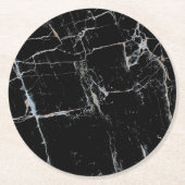 schwarz-weißer Marmorstein Runder Pappuntersetzer (Vorderseite)
