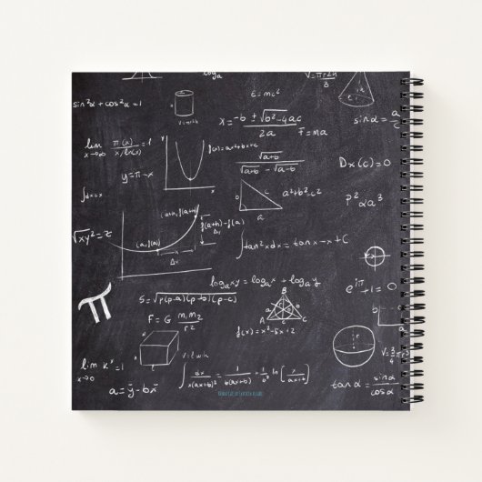 Schwarz-weißer Mathematiklehrer zurück in die Schu Notizblock (Rückseite)