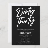 Schwarz-weißer Minimal Dirty 30. Geburtstag Einladung (Vorderseite)