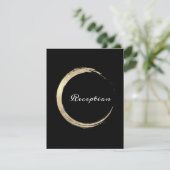 Schwarz-weißer Minimalismus Gold Elegante Empfang Einladung (Stehend Vorderseite)