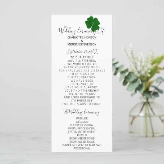 Schwarz-weißer Minimalismus Vier-Verbliebene Klee Programm (Stehend Vorderseite)