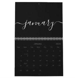 Schwarz-weißer Minimalist 2027 Kalender