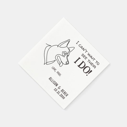 Schwarz-weißer Minimalistischer Funny Dog Einfache Serviette (Ecke)