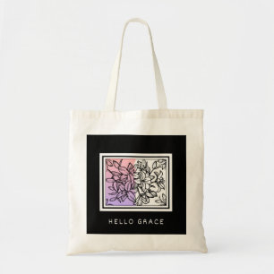 Schwarz-weißer Minimalistischer Hello Grace Tote B Tragetasche
