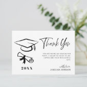 Schwarz-weißer Minimalistischer moderner Abschluss Dankeskarte (Stehend Vorderseite)