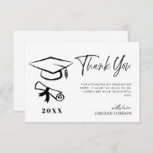Schwarz-weißer Minimalistischer moderner Abschluss Dankeskarte (Vorne/Hinten)