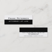 Schwarz-weißer minimalistischer moderner Anwalt Mini Visitenkarte (Vorne/Hinten)