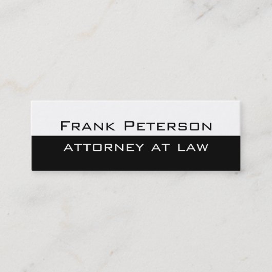Schwarz-weißer minimalistischer moderner Anwalt Mini Visitenkarte (Vorderseite)