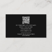 Schwarz-weißer Minimalistischer Script QR-Code Visitenkarte (Rückseite)