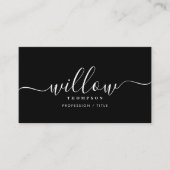 Schwarz-weißer Minimalistischer Script QR-Code Visitenkarte (Vorderseite)