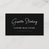 Schwarz-weißer Minimalistischer Script QR-Code Visitenkarte (Vorderseite)