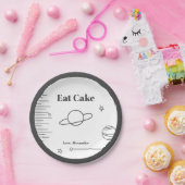 Schwarz-weißer Minimalistischer Tee Cake Space The Pappteller (Party)