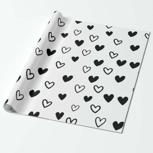 Schwarz-weißer Minimalistischer Valentinstag Geschenkpapier (Ungerollt)