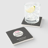 Schwarz-weißer Minimalwert für Business Chic Steinuntersetzer (Seitenansicht)