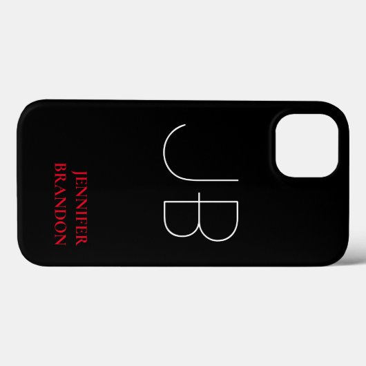 Schwarz-weißer Mit Monogramm Name Case-Mate iPhone Hülle (Rückseite (Horizontal))