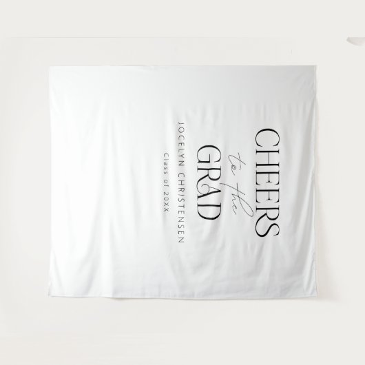 Schwarz-weißer moderner einfacher Grad Foto Hinter Wandteppich (Vorderseite (Horizontal))