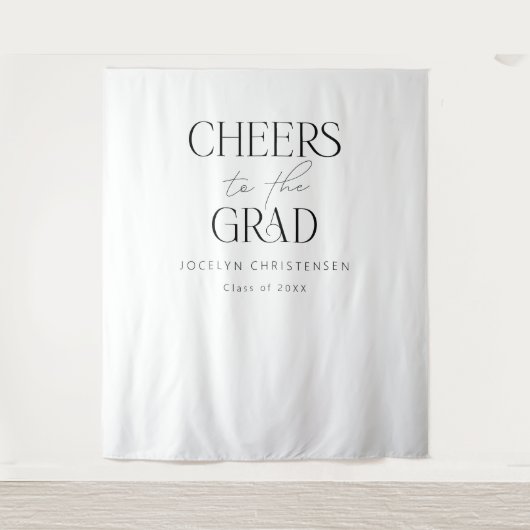 Schwarz-weißer moderner einfacher Grad Foto Hinter Wandteppich (Vorderseite)