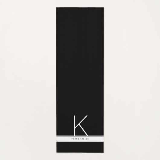 Schwarz-weißer, moderner einfacher Monogrammname Yogamatte (Vorderseite)