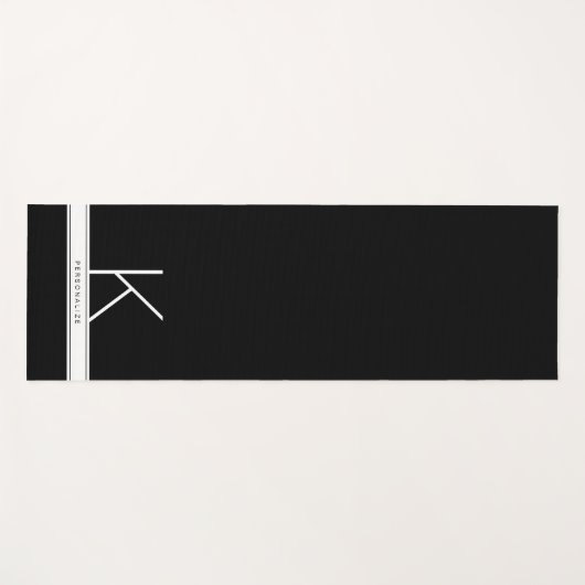 Schwarz-weißer, moderner einfacher Monogrammname Yogamatte (Vorderseite (Horizontal))