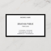 Schwarz-weißer, moderner, einfacher Template Chic Visitenkarte (Rückseite)