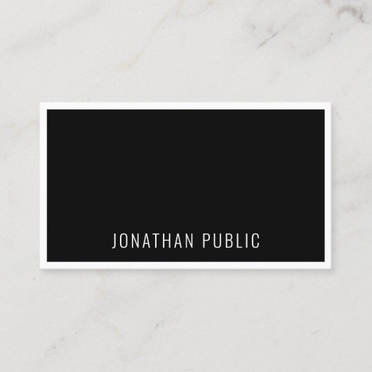 Schwarz-weißer, moderner, einfacher Template Chic Visitenkarte (Vorderseite)