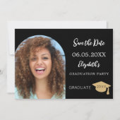 Schwarz-weißer moderner Foto Bogen Abschluss Save The Date (Vorderseite)