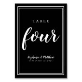 Schwarz-weißer, moderner Hochzeitsgast Tischnummer (Rückseite)
