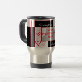 Schwarz-weißer, moderner Liebe Foto Reisebecher (Vorderseite Links)