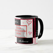 Schwarz-weißer, moderner Liebe Foto Tasse (VorderseiteRechts)