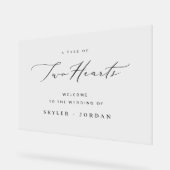 Schwarz-weißer moderner Minimal-Hochzeitsempfang Acrylschild (Winkel)