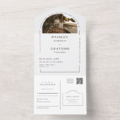 Schwarz-weißer moderner Minimaler Arch Foto QR Cod All In One Einladung (Innen Boden)