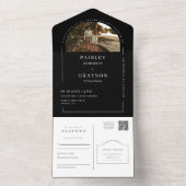 Schwarz-weißer moderner Minimaler Arch Foto QR Cod All In One Einladung (Innen Boden)