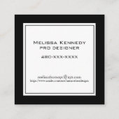 Schwarz-weißer moderner Minimalklassiker Quadratische Visitenkarte (Rückseite)