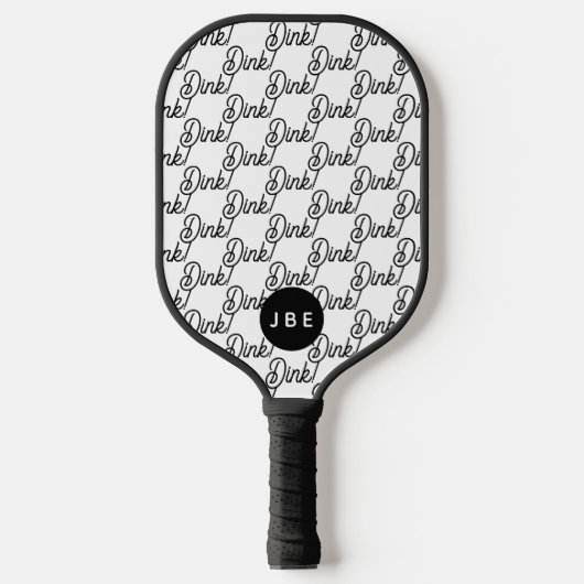 Schwarz-weißer, moderner Monogramm-Dink Pickleball Schläger (Vorderseite)