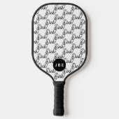 Schwarz-weißer, moderner Monogramm-Dink Pickleball Schläger (Rückseite)