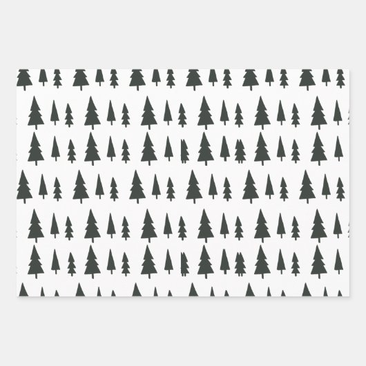 Schwarz-weißer, moderner Weihnachtsbaum Geschenkpapier Set (Vorderseite 3)