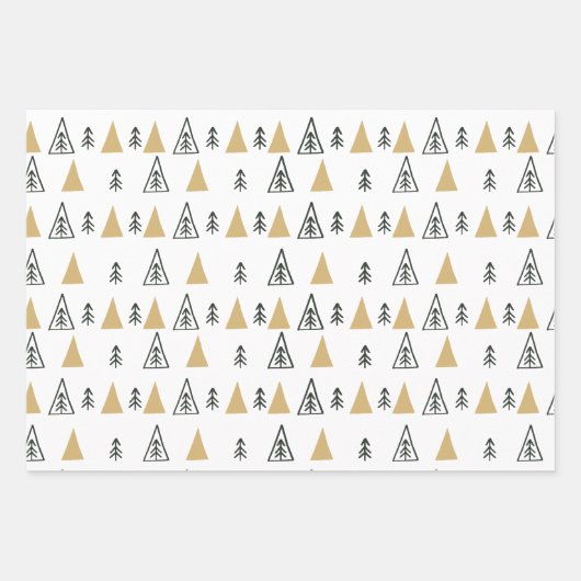 Schwarz-weißer, moderner Weihnachtsbaum Geschenkpapier Set (Vorderseite 2)