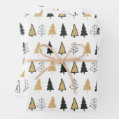 Schwarz-weißer, moderner Weihnachtsbaum Geschenkpapier Set (Beispiel)