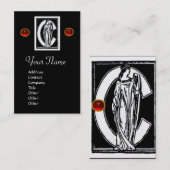 SCHWARZ-WEISSER MONOGRAM C-SCHREIBEN, ROT RUBY GEM VISITENKARTE (Vorne/Hinten)